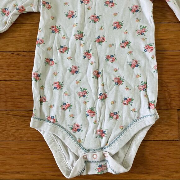 Baby Boden Mini Pink Yellow Stripes Floral Cotton Long Sleeve Bodysuits 18-24 - Picture 2 of 16
